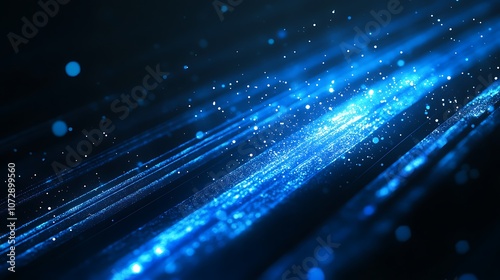 Blue glowing light stripes on a black background vector presentation design.