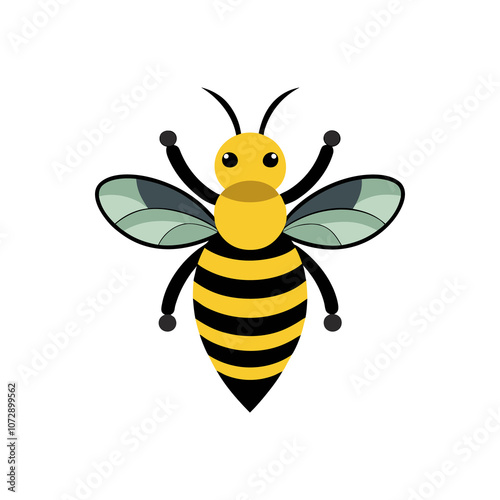 Cute bee cartoon waving hand white background