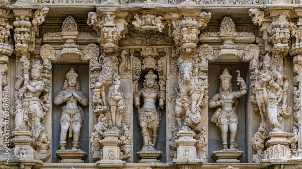 The grand entrance of the Jagdish Temple in Udaipur, featuring intricate carvings and a beautifully designed facade, capturing the essence of Rajasthani architecture The grand entrance of the Jagdish Temple in Udaipur, featuring intricate carvings and a beautifully designed facade, capturing the essence of Rajasthani architecture