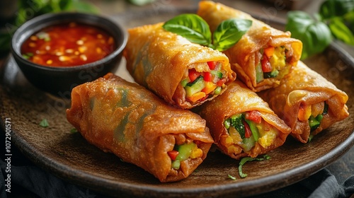 Crispy Vegetable Egg Rolls with Sweet and Sour Sauce Recipe