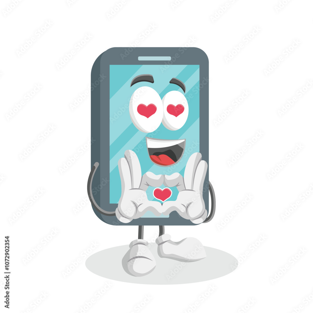 Smarthphone Logo mascot in love pose Smarthphone Logo mascot in love pose