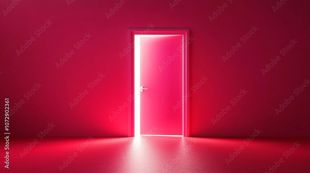 Vibrant Red Door Opening Into Opportunity and New Beginnings Vibrant Red Door Opening Into Opportunity and New Beginnings