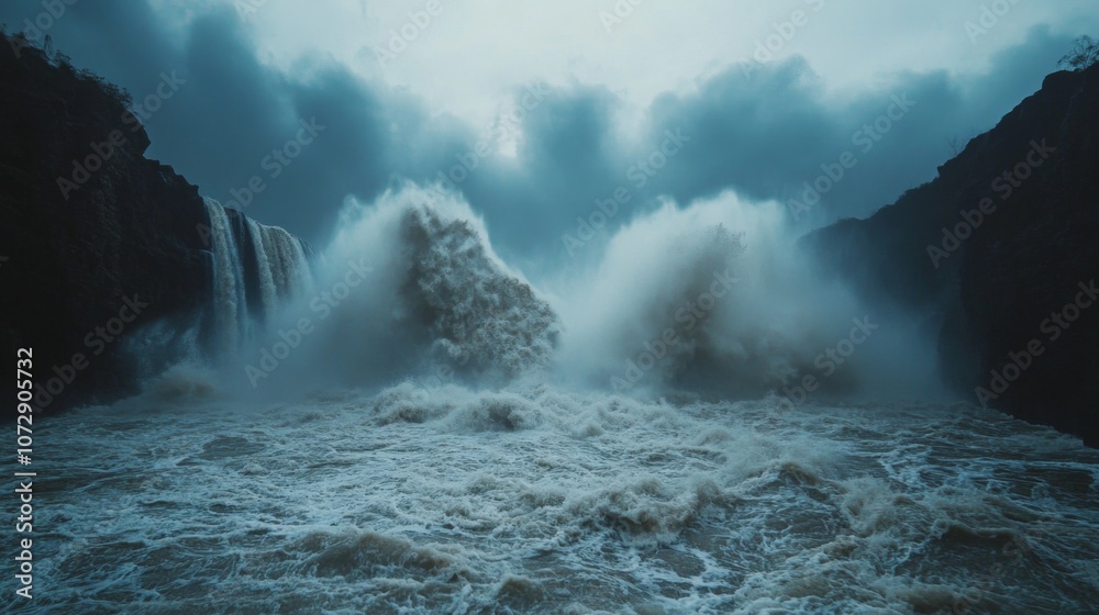 The powerful water surge of the Red River Waterfall in southern China The powerful water surge of the Red River Waterfall in southern China