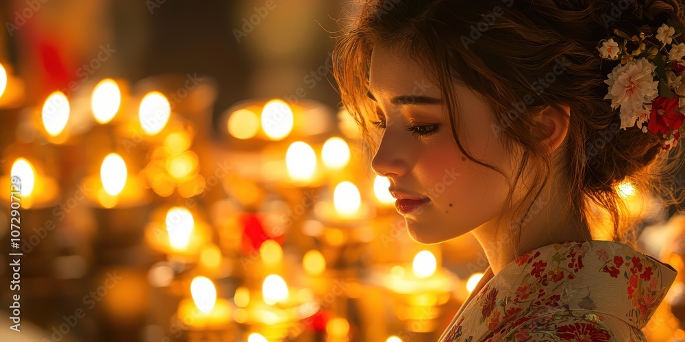 Elegant Celebration of the New Year with Traditional Candles and Floral Adornments in a Warm, Festive Atmosphere Elegant Celebration of the New Year with Traditional Candles and Floral Adornments in a Warm, Festive Atmosphere