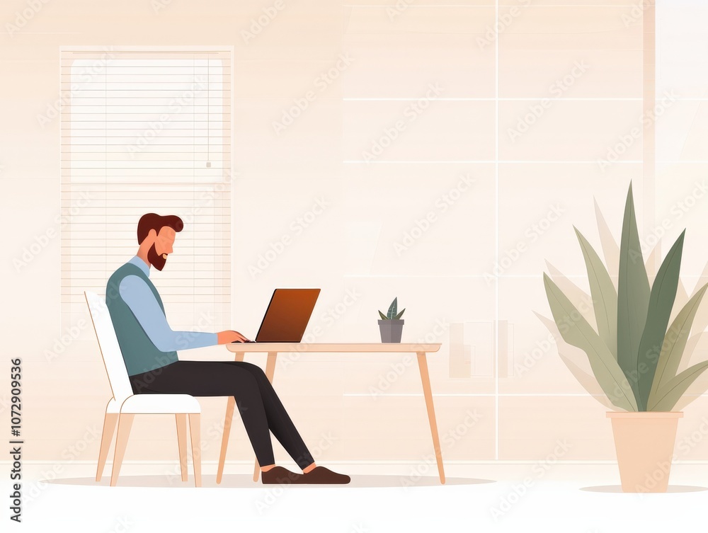 Modern workspace with a focused professional. Modern workspace with a focused professional.