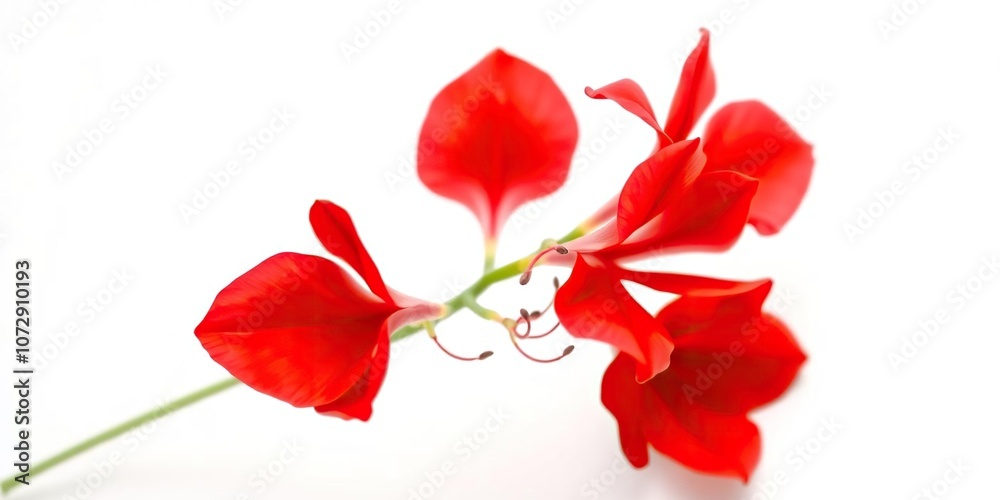 Vibrant red freesia flower on a clean white background, white background, vibrant, isolated Vibrant red freesia flower on a clean white background, white background, vibrant, isolated