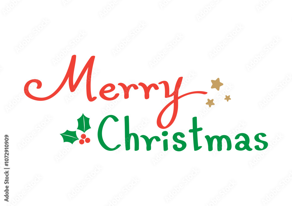 Fototapeta premium Merry Christmas calligraphy isolated on white background.Hand drawn vector brush lettering calligraphy.