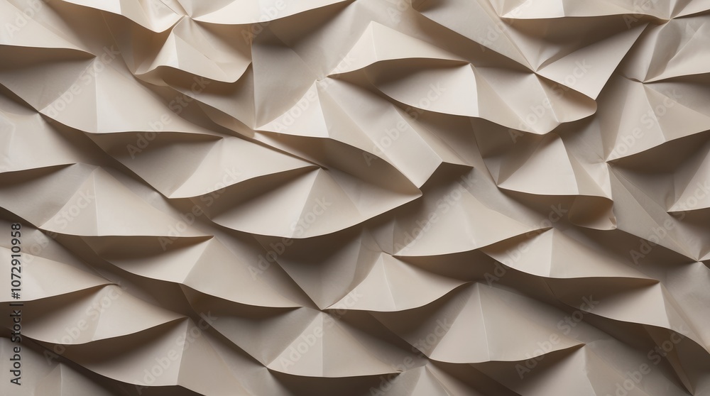 Obraz premium Textured abstract crumpled paper background in beige tones with copy space