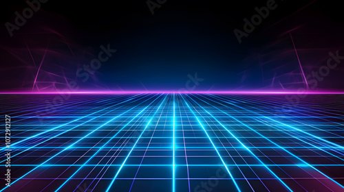 Dynamic neon grid background in vibrant colors