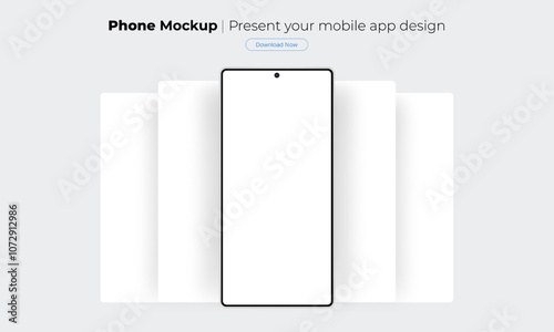 Modern Frameless Smartphone Mockup With Blank App Screens, Front View. Vector Illustration