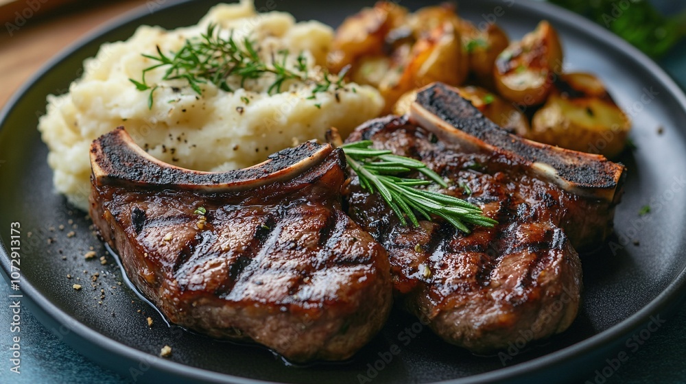 Grilled Lamb Chops with Rosemary and Roasted Garlic Mashed Potatoes Recipe Grilled Lamb Chops with Rosemary and Roasted Garlic Mashed Potatoes Recipe
