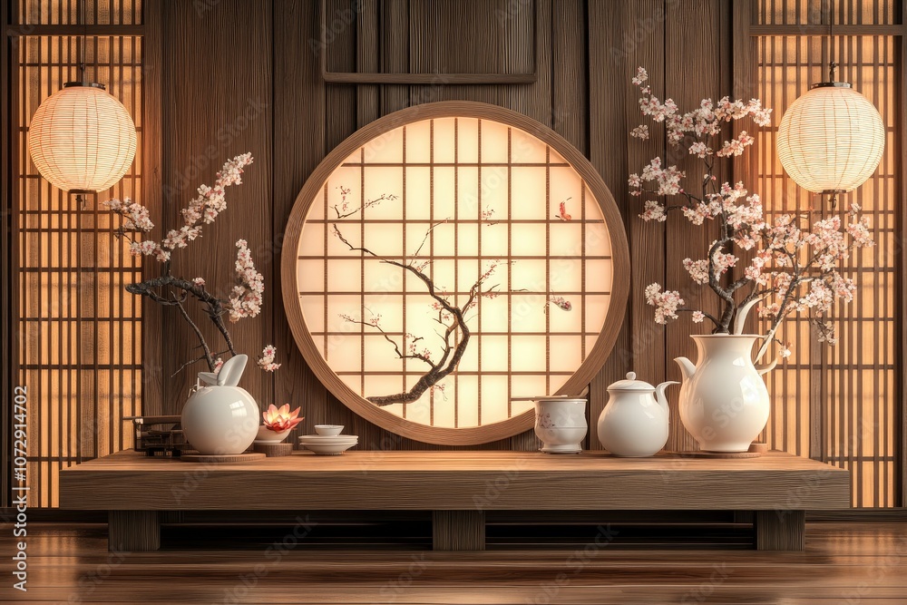 3D rendering podium for mid autumn festival holiday or chinese new year, chinese festivals with,lanterns, flower, moon, rabbit ,mooncake,with generative ai 3D rendering podium for mid autumn festival holiday or chinese new year, chinese festivals with,lanterns, flower, moon, rabbit ,mooncake,with generative ai
