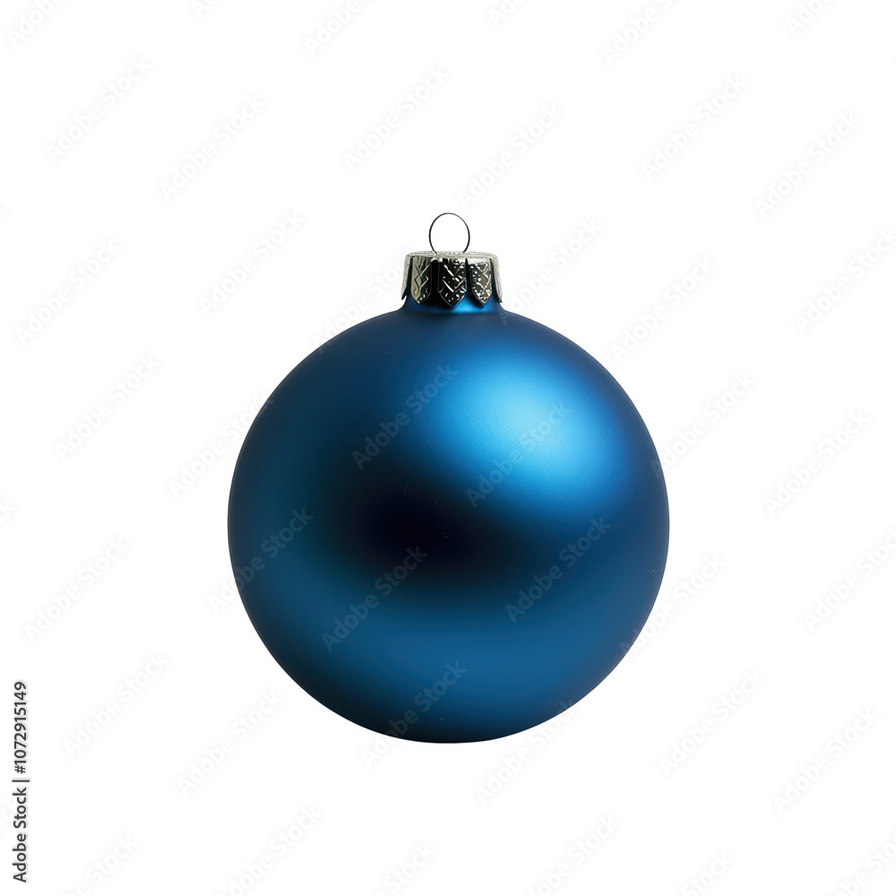 Blue glass xmas ball isolated on white background. Christmas bauble ornament for festive holiday decor Blue glass xmas ball isolated on white background. Christmas bauble ornament for festive holiday decor
