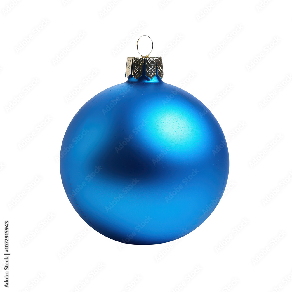 Blue glass xmas ball isolated on white background. Christmas bauble ornament for festive holiday decor Blue glass xmas ball isolated on white background. Christmas bauble ornament for festive holiday decor