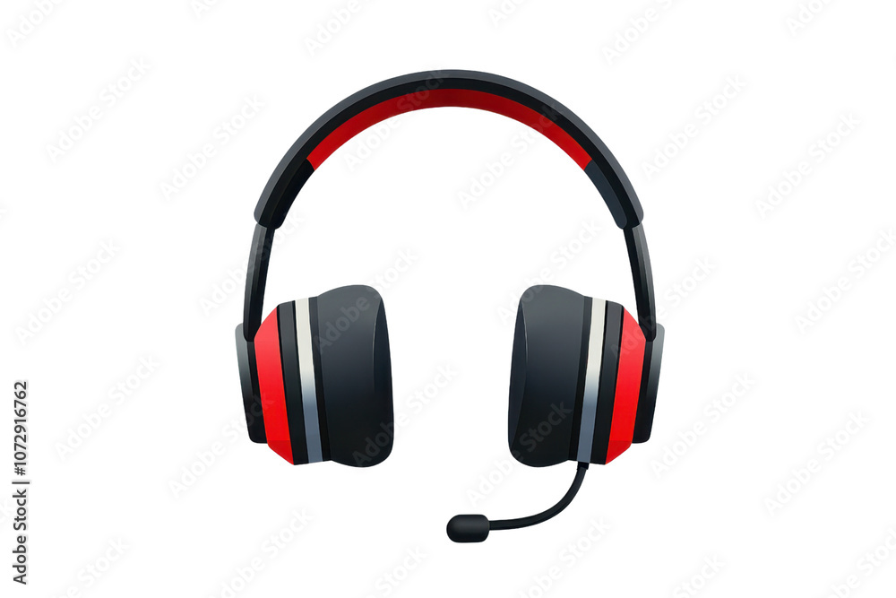 A sleek black headset with red accents, featuring large ear cups and a flexible microphone for enhanced communication. A sleek black headset with red accents, featuring large ear cups and a flexible microphone for enhanced communication.