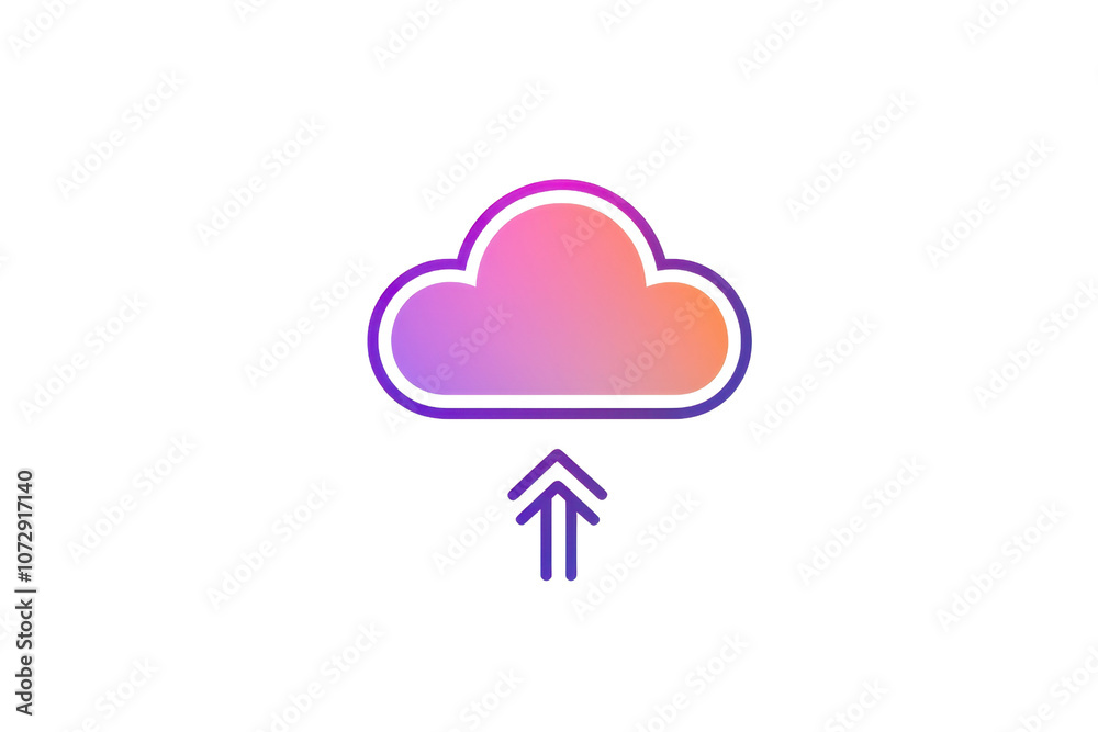 A colorful cloud icon with an upward arrow, symbolizing data upload or cloud storage services. A colorful cloud icon with an upward arrow, symbolizing data upload or cloud storage services.