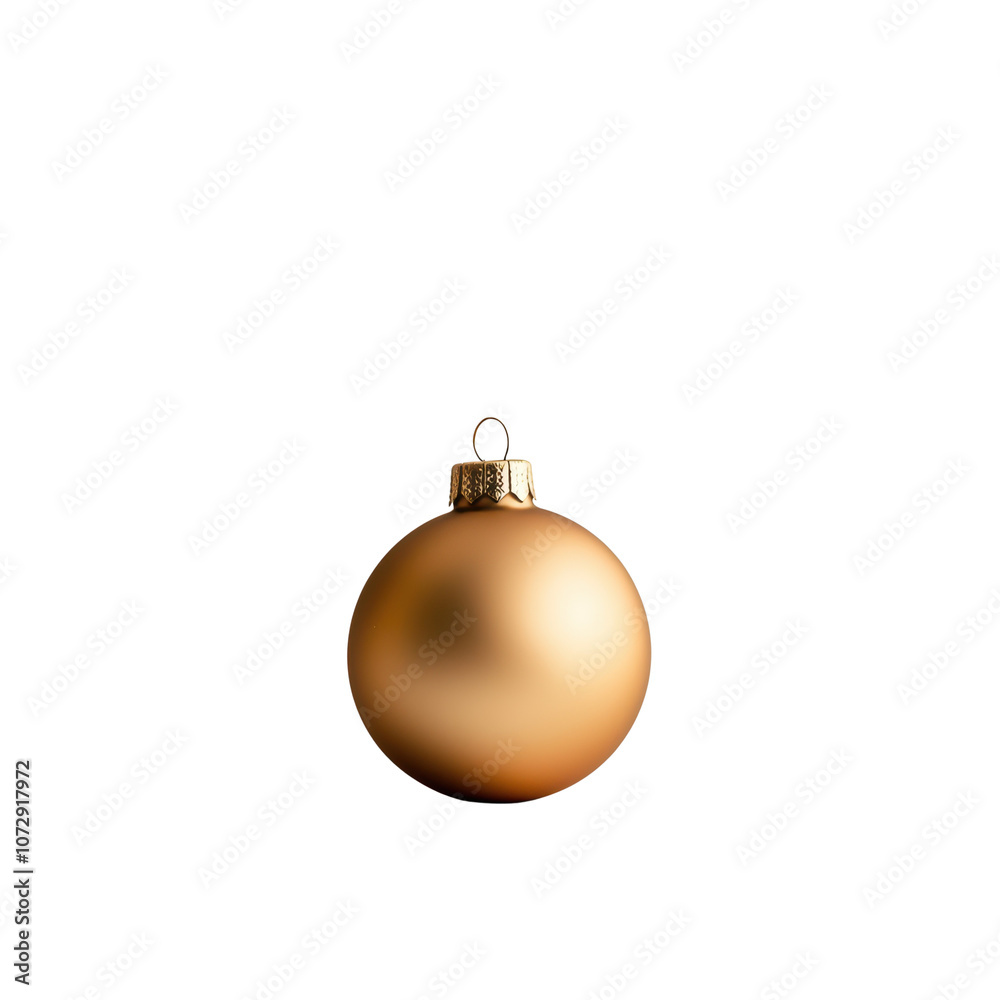 Gold glass xmas ball isolated on white background. Christmas bauble ornament for festive holiday decor Gold glass xmas ball isolated on white background. Christmas bauble ornament for festive holiday decor