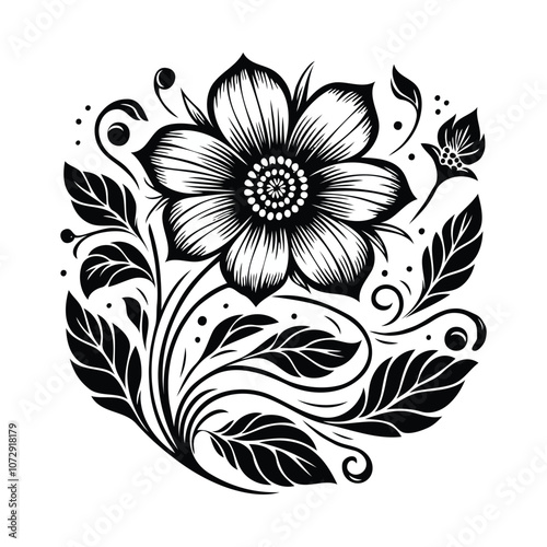 flower design vector, flower silhouatte style