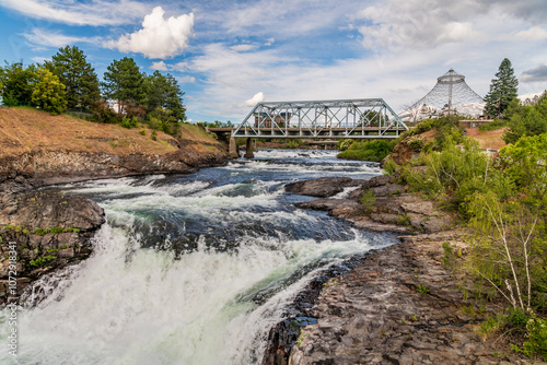 Bridge Over the Spokane River at Riverfront Park. Spokane Washington