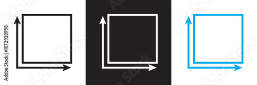 Square area icon . Floor height room construction square house size icon. isolated on white and black background. Vector illustration. EPS 10