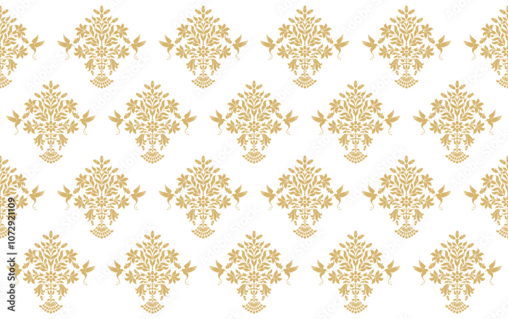 traditional motifs gold and white damask seamless pattern, Indian motif. best for fabric and textile, wallpaper, packaging