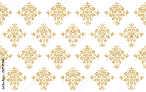 traditional motifs gold and white damask seamless pattern, Indian motif. best for fabric and textile, wallpaper, packaging