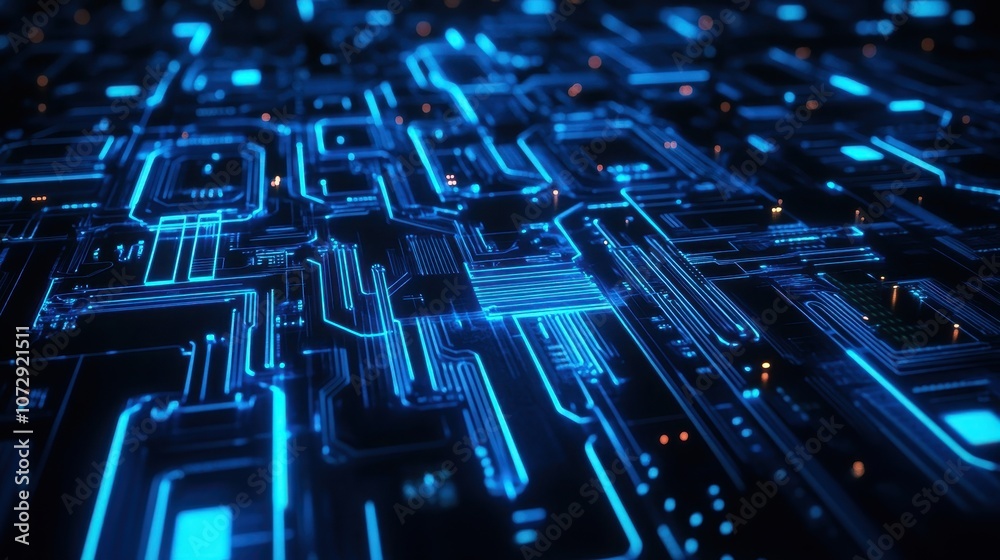 Abstract Glowing Blue Circuit Board Pattern Abstract Glowing Blue Circuit Board Pattern