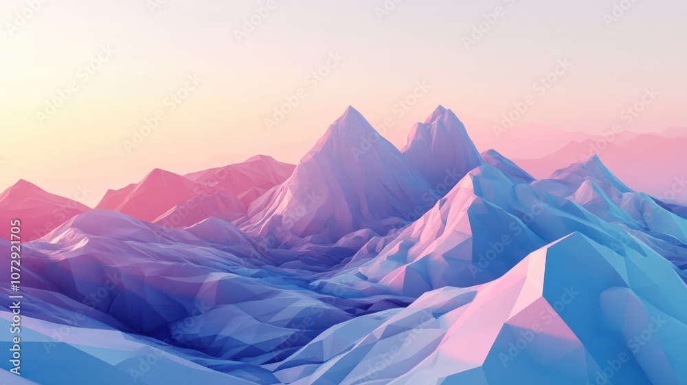 Low Poly Mountain Range at Sunset Low Poly Mountain Range at Sunset