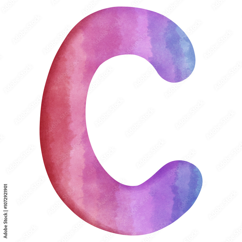 Abstract alphabet design, Letter C watercolor style isolated on transparent background Abstract alphabet design, Letter C watercolor style isolated on transparent background