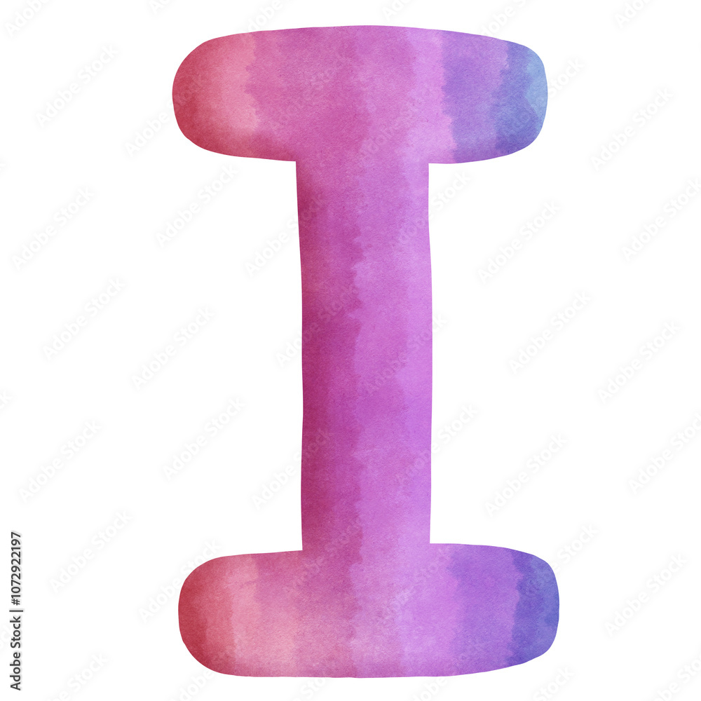 Abstract alphabet design, Letter I watercolor style isolated on transparent background Abstract alphabet design, Letter I watercolor style isolated on transparent background