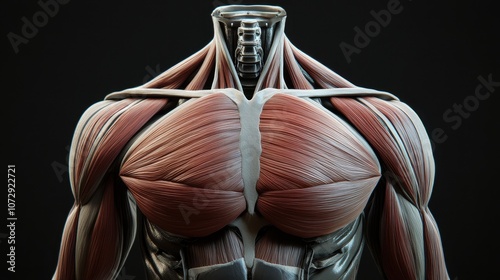 Detailed anatomical illustration of the pectoral muscles photo