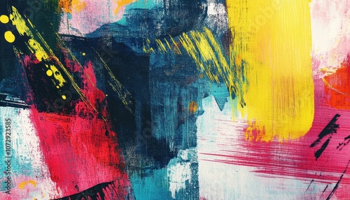 Abstract Painting with Bright Colors and Brushstrokes