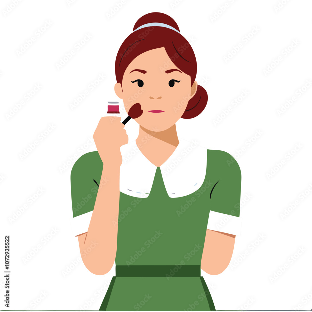 housemaid character applying lipstick on lips.eps housemaid character applying lipstick on lips.eps