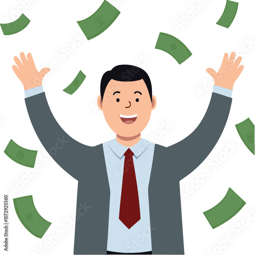 illustration of banker playing with money.eps