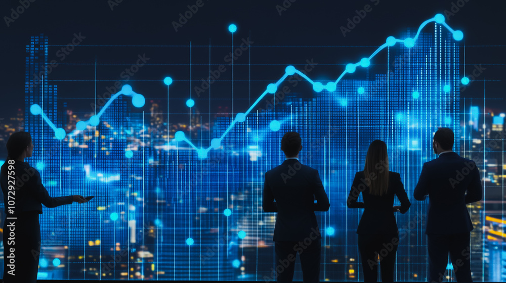 Abstract business team stands on the peak of success amid tall, innovative Smart city and graphs with statistics to analyze business potential and predict future developments in company growth.
Abstract business team stands on the peak of success amid tall, innovative Smart city and graphs with statistics to analyze business potential and predict future developments in company growth.