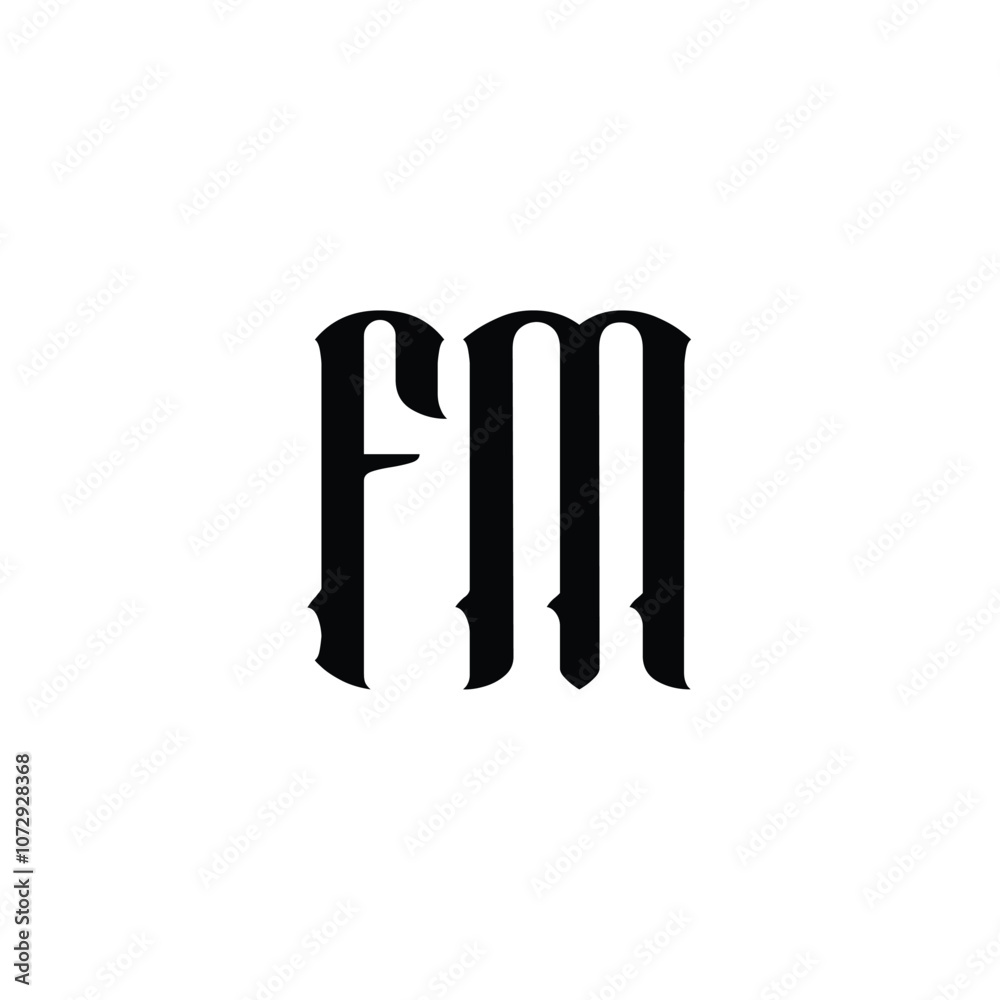 FM monogram logo design letter text name symbol monochrome logotype alphabet character simple logo