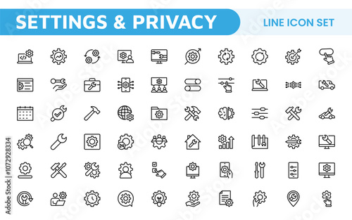 Settings & Maintenance Icon Set. Sleek and functional icons for user interfaces, perfect for enhancing apps and websites with intuitive navigation for settings, updates, and maintenance.