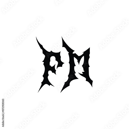 FM monogram logo design letter text name symbol monochrome logotype alphabet character simple logo