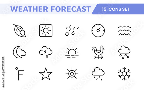 Weather Forecast Icon Set. Bright and dynamic icons for accurate weather reporting, perfect for enhancing apps, websites, and digital platforms Vector icons.