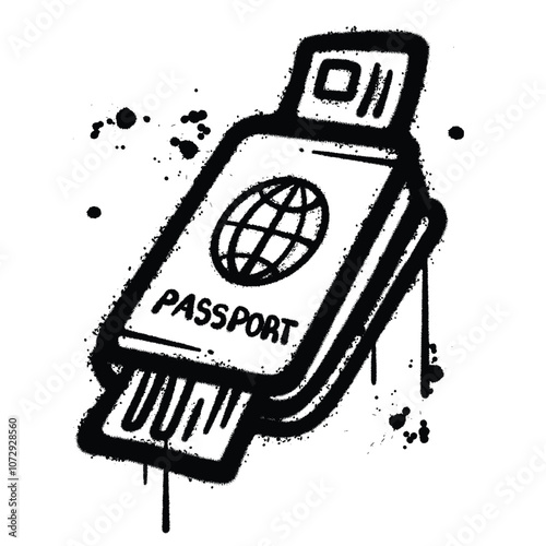 Graffiti Spray passport isolated on white background