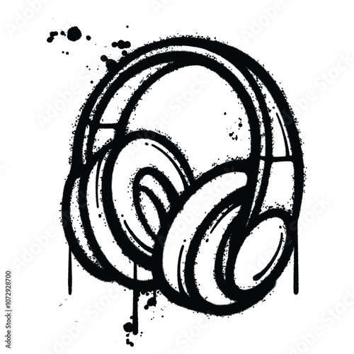 Graffiti Spray headphone isolated on white background