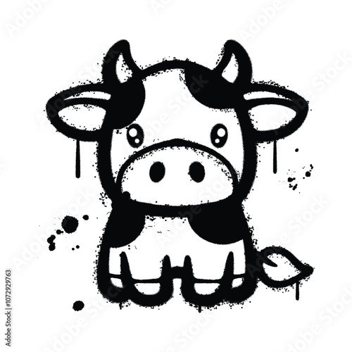 Graffiti Spray cow isolated on white background