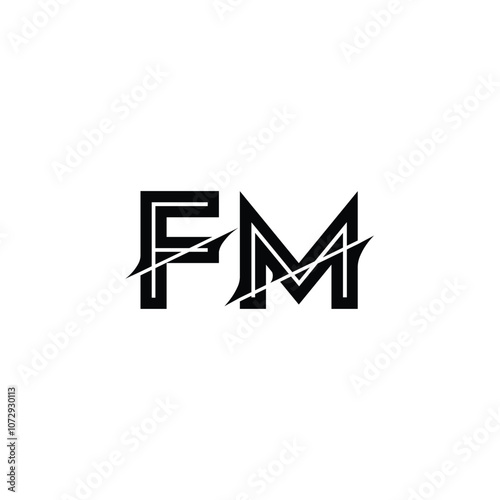 FM monogram logo design letter text name symbol monochrome logotype alphabet character simple logo
