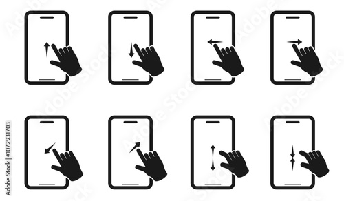 smartphone hand gesture, finger gesture swipe icon