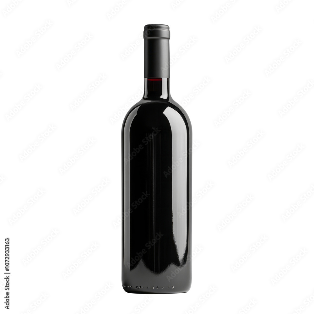 A full red wine bottle isolated on white background with a label A full red wine bottle isolated on white background with a label