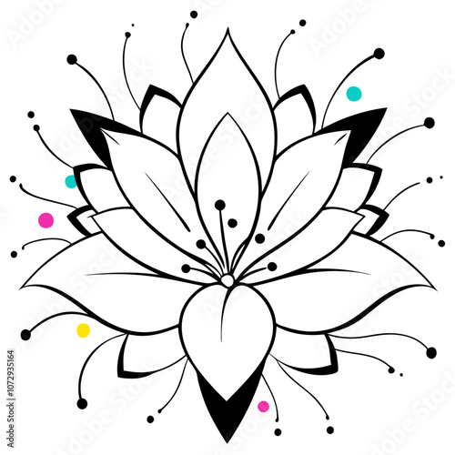 Abstract Floral Art – Bold, colorful flowers in a modern vector style with unique shapes and layouts