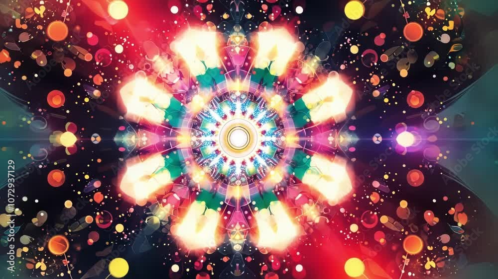 A colorful representation of symmetrical elements being rearranged into a chaotic asymmetrical pattern symbolizing the concept of symmetry breaking in the periodic table.