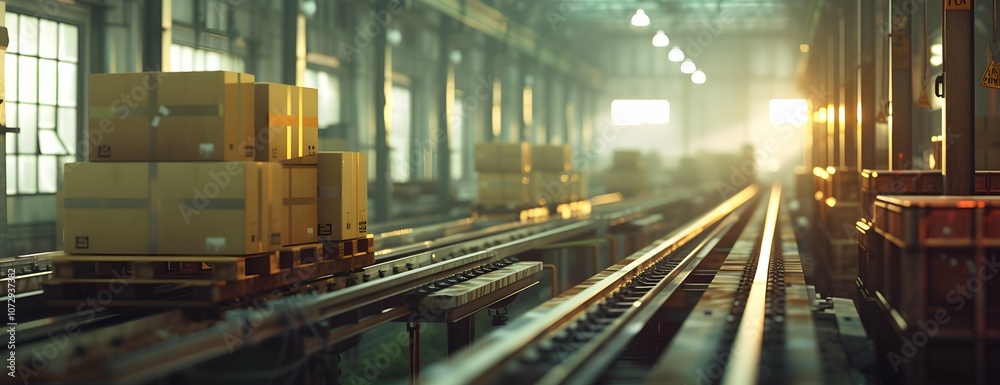 Closeup of multiple cardboard box packages seamlessly moving along a conveyor belt in a warehouse fulfillment center, a snapshot of e-commerce, delivery, automation and products. Closeup of multiple cardboard box packages seamlessly moving along a conveyor belt in a warehouse fulfillment center, a snapshot of e-commerce, delivery, automation and products.