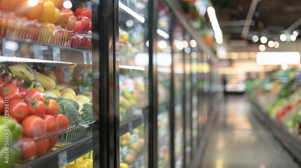 Fresh produce grocery aisles. Vibrant supermarket display showcasing healthy food choices. Represents abundance and healthy living. Fresh produce grocery aisles. Vibrant supermarket display showcasing healthy food choices. Represents abundance and healthy living.