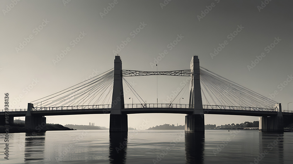 Fototapeta premium Minimalistic icon of a bridge shape symbolizing unity across differences on a white background.